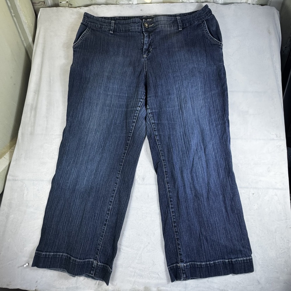Mossimo Womens Wide Leg Jeans Blue Premium Denim Relaxed Fit Slash Pockets 26W‎